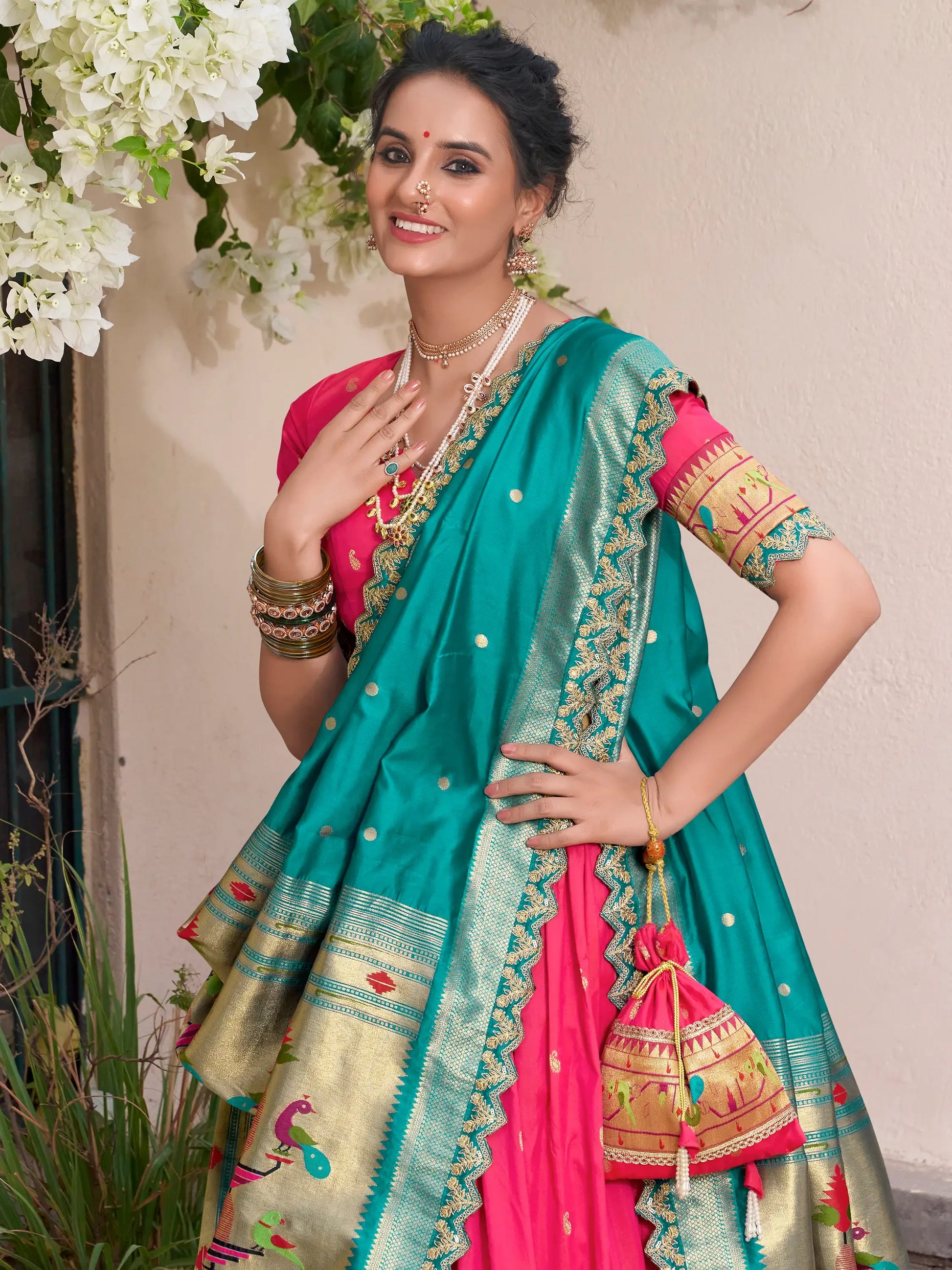 Graceful Pink Zari Weaving Silk Wedding Lehenga Choli With Dupatta - Zeel Clothing