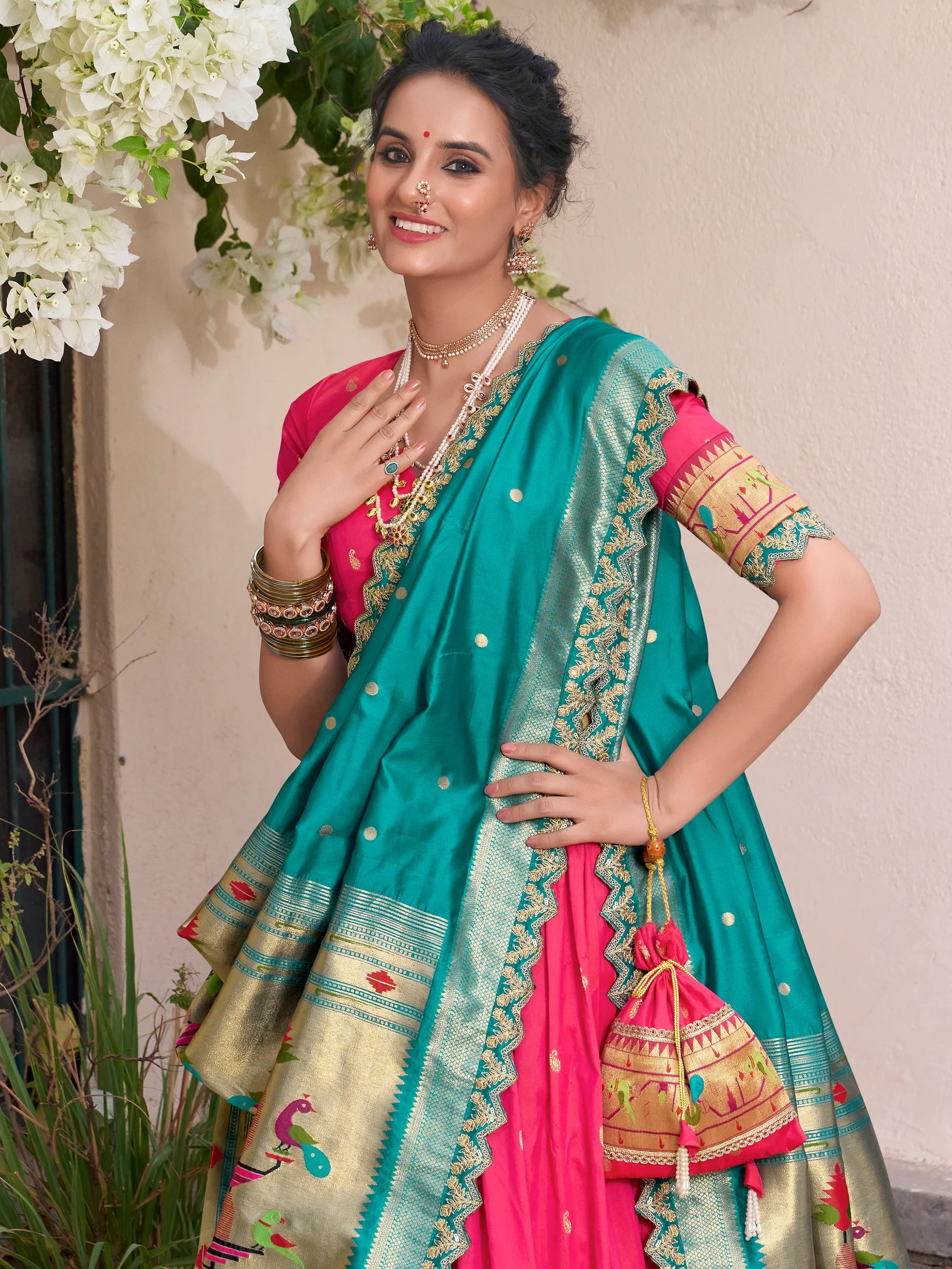 Graceful Pink Zari Weaving Silk Wedding Lehenga Choli With Dupatta - Zeel Clothing