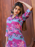 Graceful Rani Pink Digital Printed Cotton Top Palazzo Co-Ord Set - Zeel Clothing