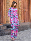 Graceful Rani Pink Digital Printed Cotton Top Palazzo Co-Ord Set - Zeel Clothing