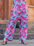 Graceful Rani Pink Digital Printed Cotton Top Palazzo Co-Ord Set - Zeel Clothing