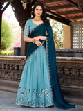 Graceful Sky-Blue Thread Work Organza Event Wear Lehenga Choli - Zeel Clothing