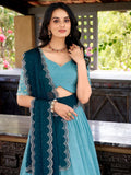 Graceful Sky-Blue Thread Work Organza Event Wear Lehenga Choli - Zeel Clothing