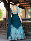 Graceful Sky-Blue Thread Work Organza Event Wear Lehenga Choli - Zeel Clothing