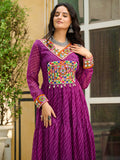 Graceful Wine Laheriya Printed Georgette Navratri Special Gown - Zeel Clothing