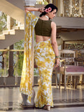 Graceful Yellow Floral Printed Chiffon Traditional Saree With Blouse - Zeel Clothing