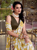 Graceful Yellow Floral Printed Chiffon Traditional Saree With Blouse - Zeel Clothing
