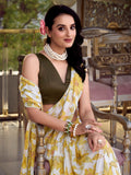 Graceful Yellow Floral Printed Chiffon Traditional Saree With Blouse - Zeel Clothing