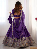 Grand Purple Sequins Embroidery Crepe Silk Evening Wear Lehenga Choli
