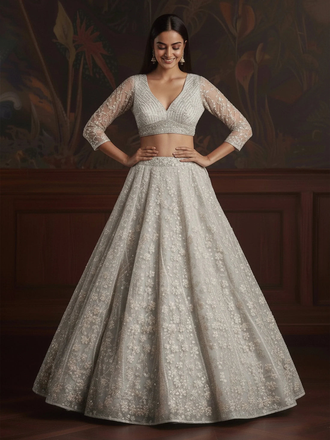 Grand White Dori Embroidery Net Designer Lehenga Choli With Dupatta