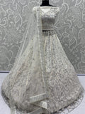Grand White Dori Embroidery Net Designer Lehenga Choli With Dupatta