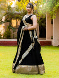 Great Black Zari Embroidered Georgette Reception Wear Lehenga Choli - Zeel Clothing