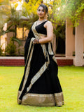 Great Black Zari Embroidered Georgette Reception Wear Lehenga Choli - Zeel Clothing