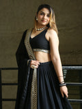 Great Black Zari Embroidered Georgette Reception Wear Lehenga Choli - Zeel Clothing