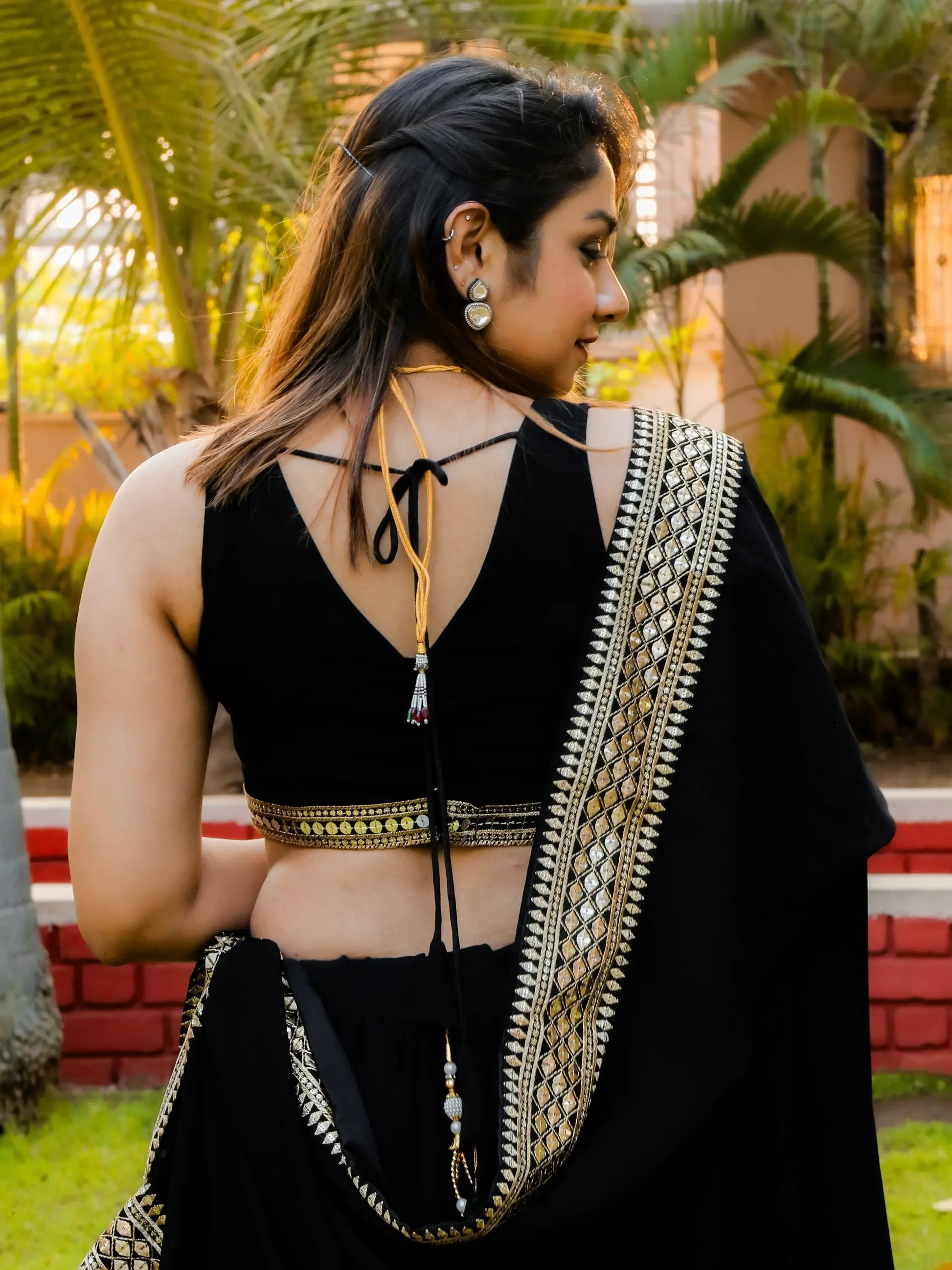Great Black Zari Embroidered Georgette Reception Wear Lehenga Choli - Zeel Clothing