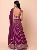 Great Dark Purple Sequin Georgette Engagement Wear Lehenga Choli - Zeel Clothing