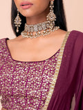Great Dark Purple Sequin Georgette Engagement Wear Lehenga Choli - Zeel Clothing