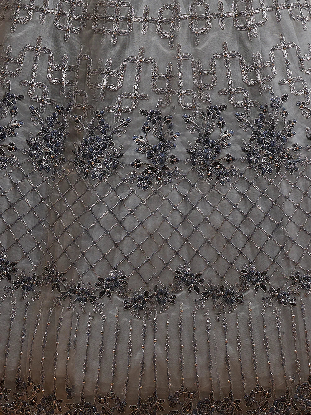 Great Grey Zari Embroidered Net Party Wear Lehenga Choli - Zeel Clothing