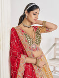 Great Mustard Yellow Thread Work Dola Silk Bridesmaid Lehenga Choli - Zeel Clothing