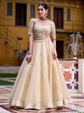 Great Off-White Thread Embroidered Silk Festive Wear Lehenga With Blouse