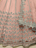 Great Pink Foil Work Net Engagement Wear Lehenga Choli With Dupatta - Zeel Clothing