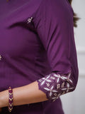 Great Purple Embroidered Chanderi Silk Function Wear Pant Suit With Dupatta - Zeel Clothing