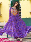 Great Purple Kutchi Patch Work Georgette Navratri Wear Gown - Zeel Clothing