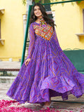 Great Purple Kutchi Patch Work Georgette Navratri Wear Gown - Zeel Clothing