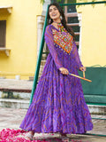 Great Purple Kutchi Patch Work Georgette Navratri Wear Gown - Zeel Clothing