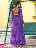 Great Purple Kutchi Patch Work Georgette Navratri Wear Gown - Zeel Clothing