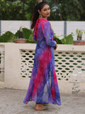 Great Purple Patch Work Georgette Festive Wear Front Slit Kurti - Zeel Clothing