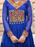 Great Royal Blue Laheriya Printed Georgette Festive Wear Gown - Zeel Clothing