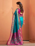 Great Teal Blue Patola Weaving Silk Function Wear Saree With Blouse - Zeel Clothing