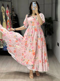 Great White Floral Printed Georgette Casual Wear Dress