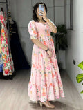 Great White Floral Printed Georgette Casual Wear Dress