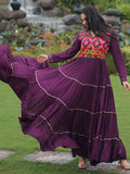 Great Wine Gamthi Work Rayon Navratri Wear Gown - Zeel Clothing