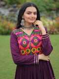 Great Wine Gamthi Work Rayon Navratri Wear Gown - Zeel Clothing