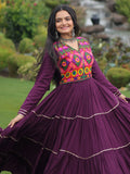 Great Wine Gamthi Work Rayon Navratri Wear Gown - Zeel Clothing