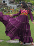 Great Wine Gamthi Work Rayon Navratri Wear Gown - Zeel Clothing