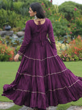 Great Wine Gamthi Work Rayon Navratri Wear Gown - Zeel Clothing