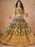Great Yellow Zari Embroidered Georgette Festive Wear Lehenga Choli With Dupatta - Zeel Clothing