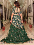 Charming Bottle Green Dori Work Art Silk Mehendi Wear Lehenga Choli With Dupatta