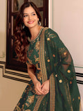 Charming Bottle Green Dori Work Art Silk Mehendi Wear Lehenga Choli With Dupatta