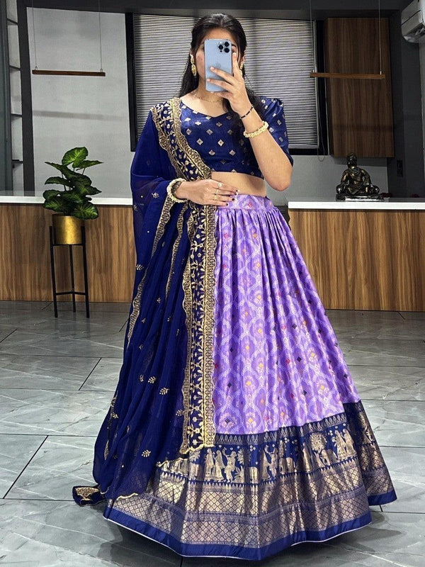 Charming Purple Dolla Silk Bandhani Print Lehenga Choli With Dupatta
