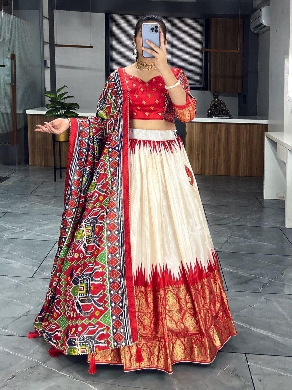 Spectacular Red Paithni Print Silk Festive Wear Lehenga Choli