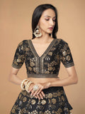 Hypnotic Black Colored Wedding Wear Embroidered Satin Lehenga Choli - Zeel Clothing