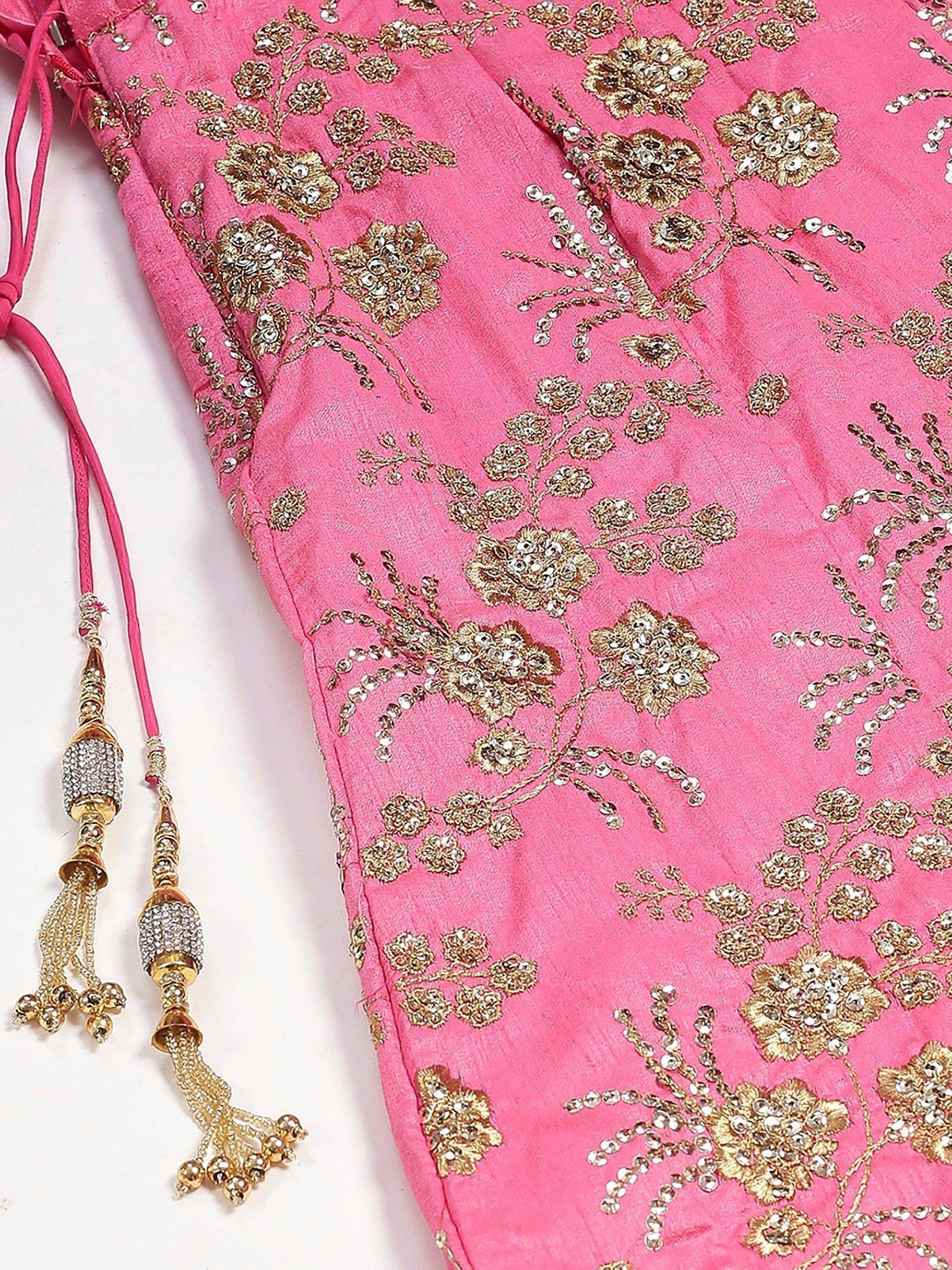 Hypnotic Pink Colored Wedding Wear Embroidered Satin Lehenga Choli - Zeel Clothing