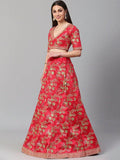 Hypnotic Red Colored Wedding Wear Embroidered Satin Lehenga Choli - Zeel Clothing