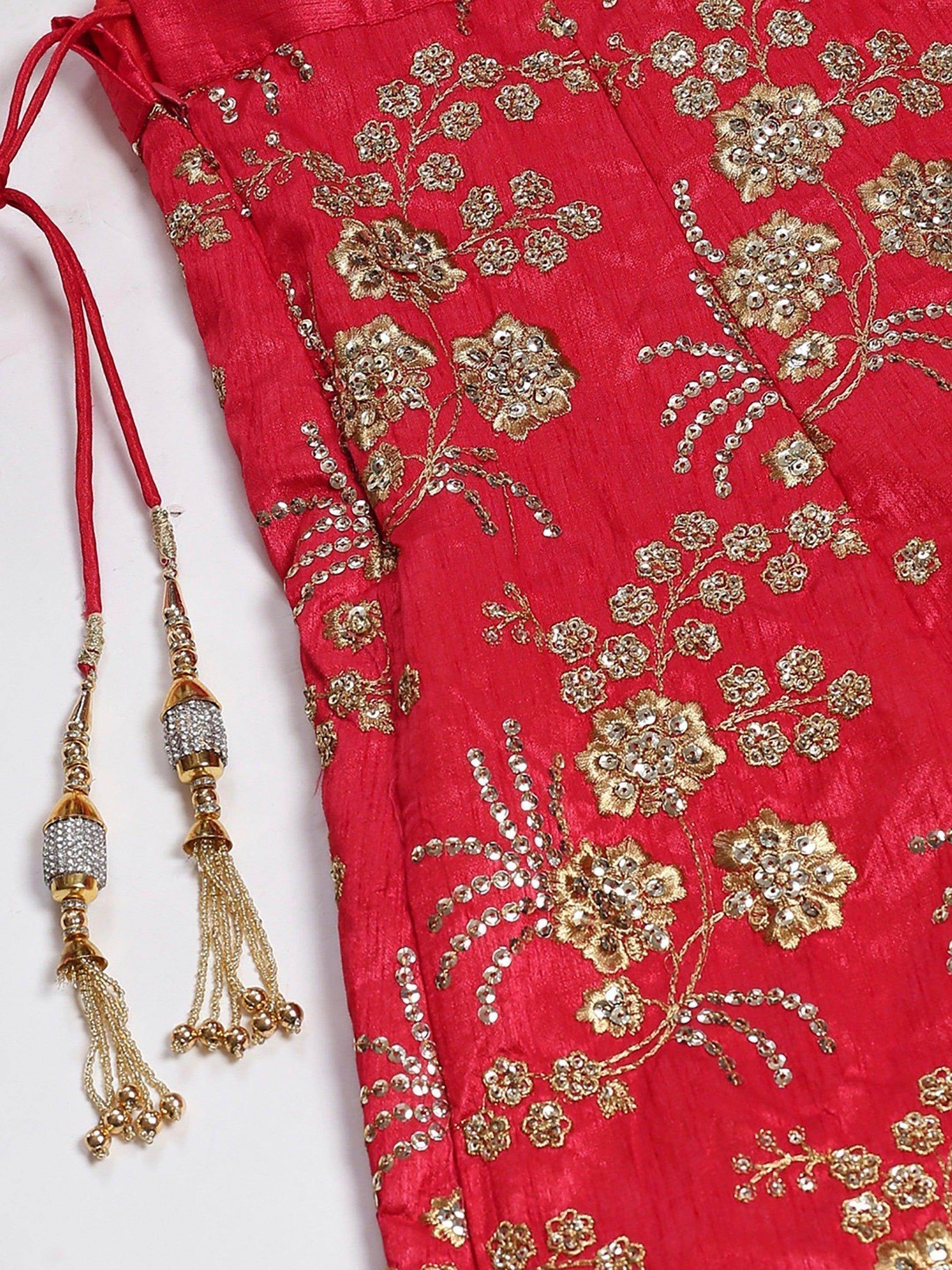 Hypnotic Red Colored Wedding Wear Embroidered Satin Lehenga Choli - Zeel Clothing