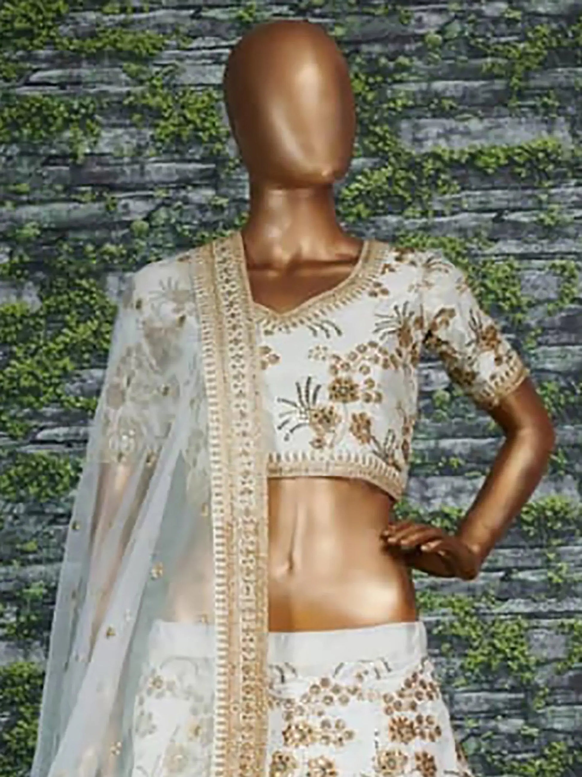 Hypnotic White Colored Wedding Wear Embroidered Satin Lehenga Choli - Zeel Clothing